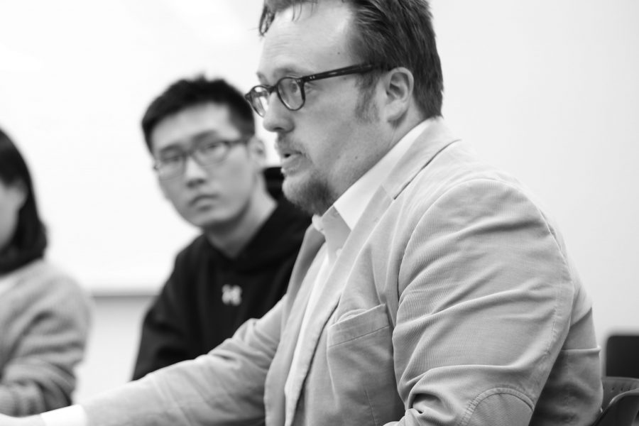 Mike Wagner with students