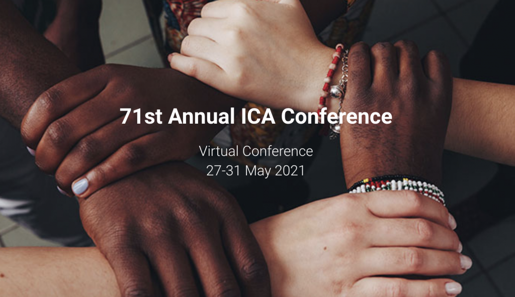 five hands holding each others' wrists in a circle with text "71st Annual ICA Conference Virtual Conference 27-31 May 2021"