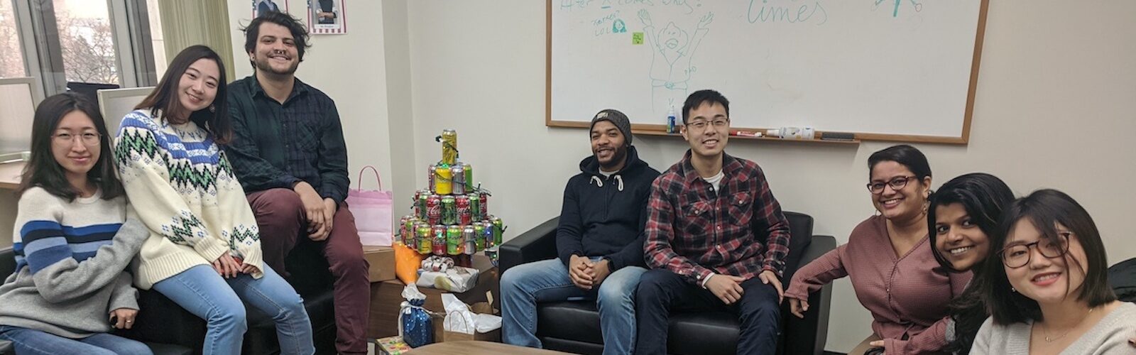 Students in the grad lounge in Vilas Hall