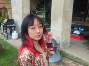 Image of a girl with dark hair with red tips