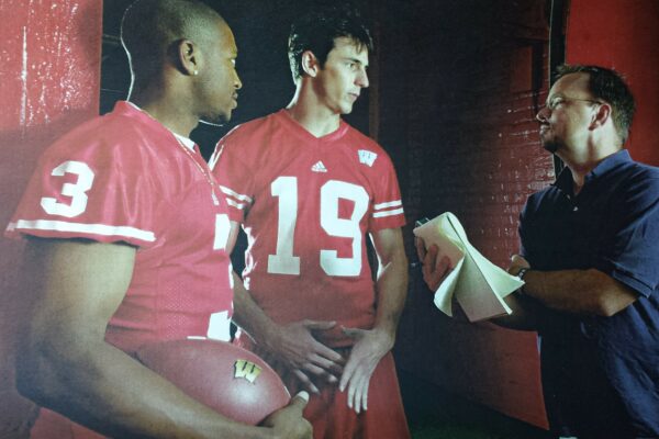 Tom Mulhern interviews two Badger football players