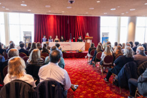 Kate Lewicki presents her nomination speech at the Phi Beta Kappa awards ceremony.