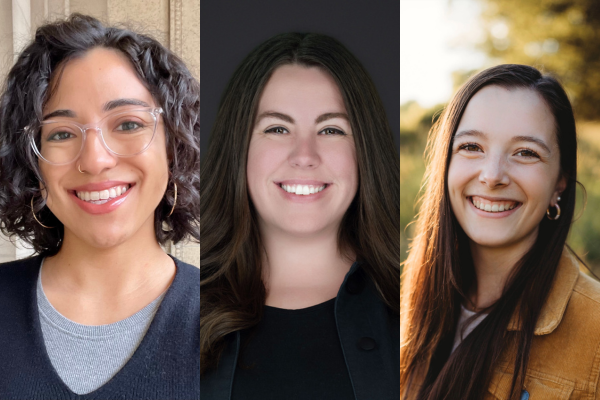 (from left) Lauren Anderson, Jamie Prey and Darby Winchel, three new staff members at SJMC