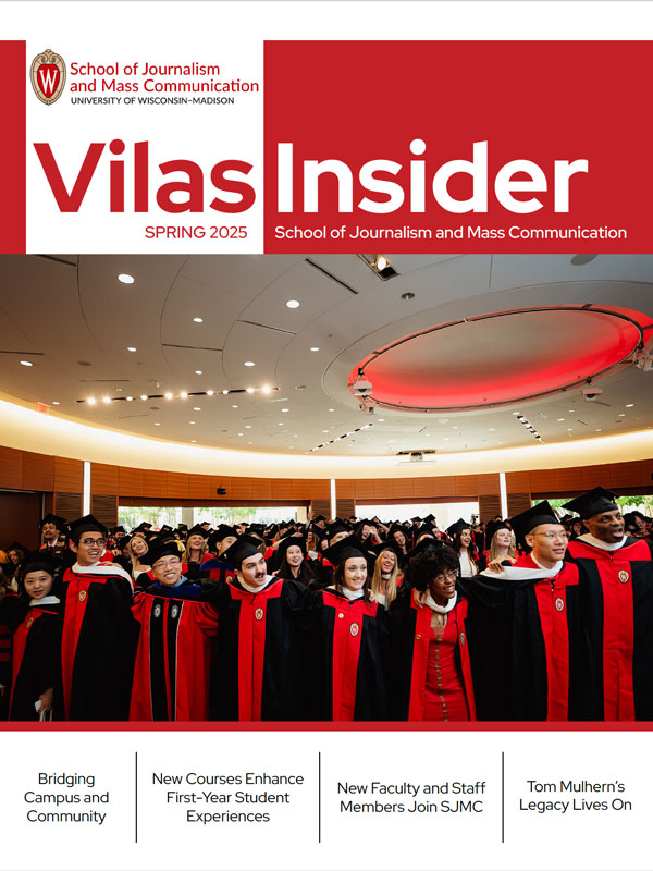 Cover of the Vilas Insider alumni newsletter from the School of Journalism and Mass Communication