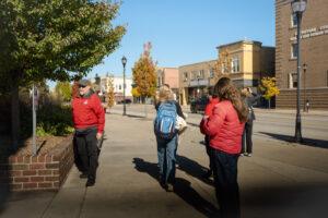 Professor Doug McLeod and his students in J445 Creative Campaign Messages tour the city of Sheboygan, Wisconsin to gather content to localize their strategic communication materials.