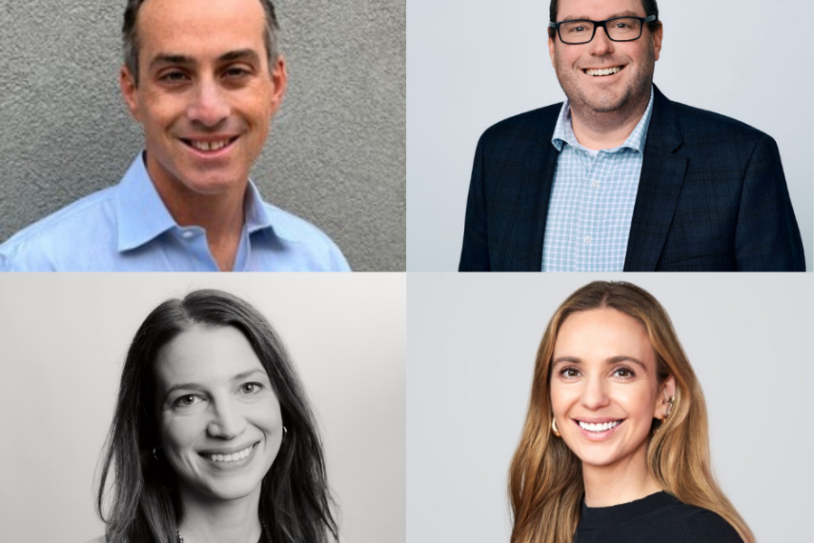 Four professional headshots arranged in a 2-by-2 grid, featuring two men and two women.